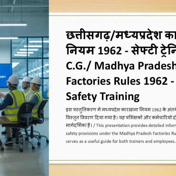 छत्तीसगढ़/मध्यप्रदेश कारखाना नियम 1962 - सेफ्टी ट्रेनिंग
